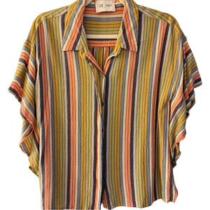 Summer Beachy Pinstripe Flowy Women’s Button-down Viscose Top Size Small